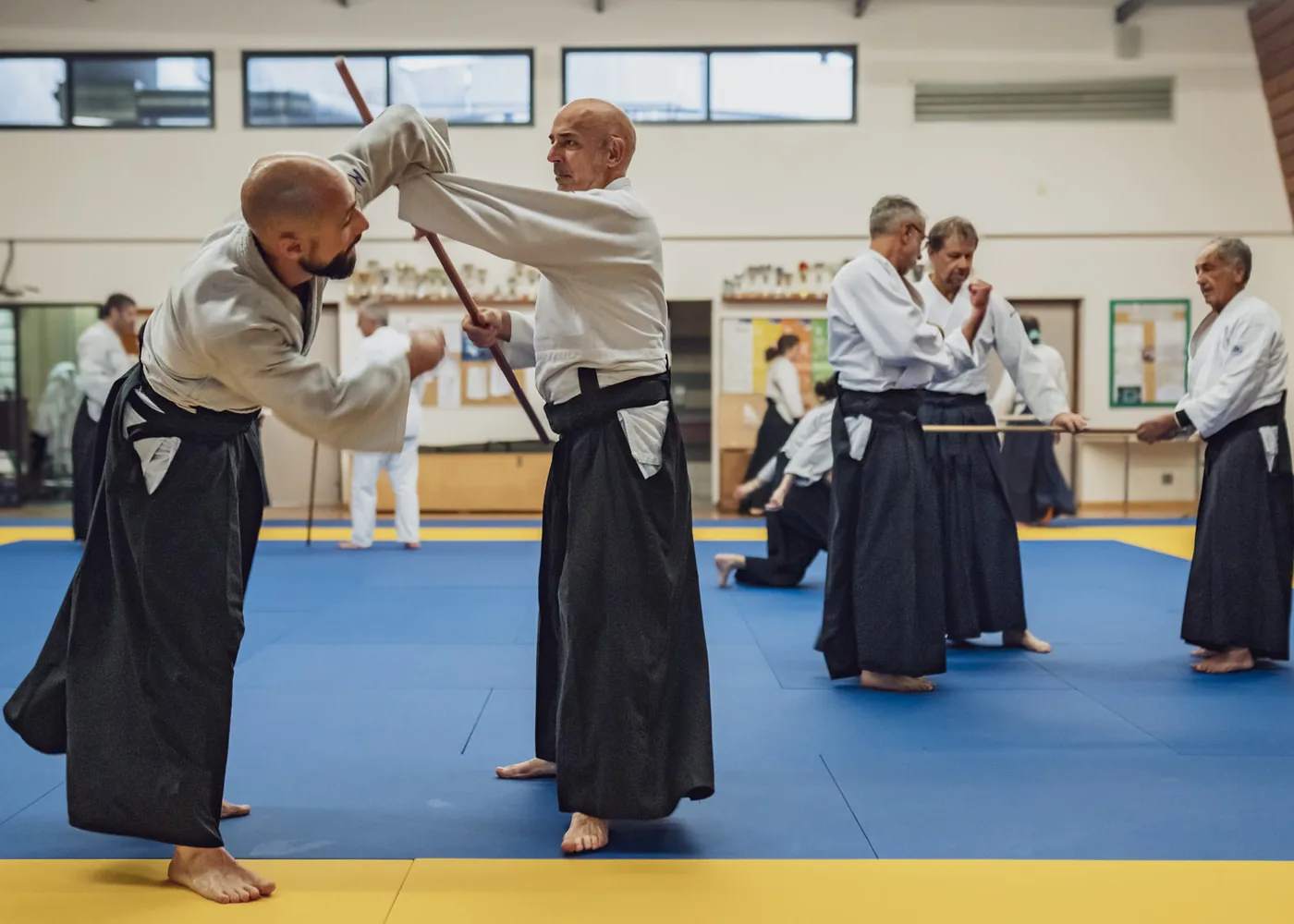 Cours adultes au jo (bâton court) — pratique des armes en aïkido traditionnel